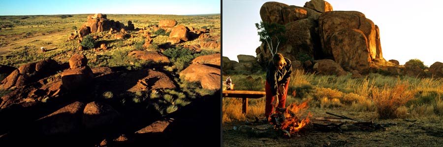 Devils Marbles (Karlu Karlu oder Teufelsmurmeln), 
     Camping in der Einsamkeit 1983