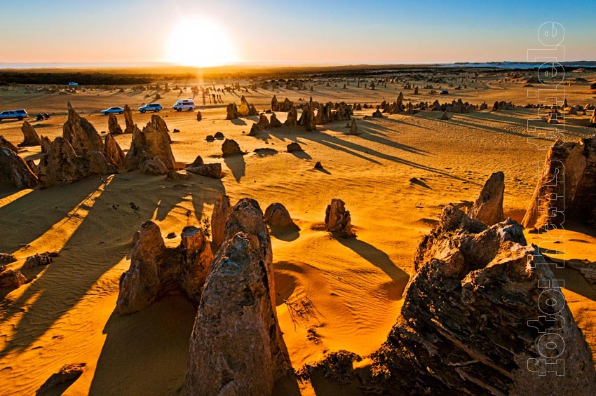 Nambung NP, Pinnacles Desert bei Sonnenuntergang