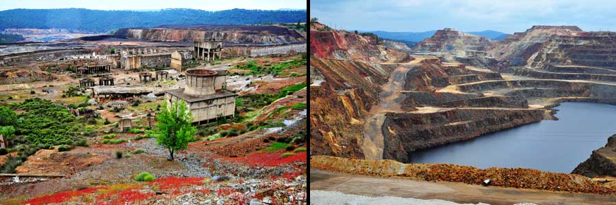 Hinterlassenschaft der Rio Tinto Gesellschaft in Spanien