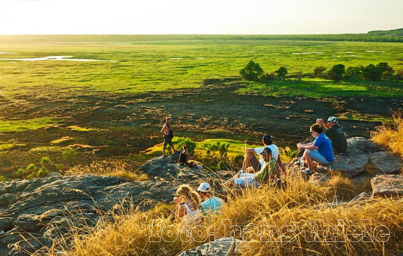 Felsen von Ubirr: Aussicht auf die Nadab floodplain kurz vor Sonnenuntergang